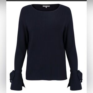 Oliver Bonas Navy Ruffled Bell Sleeve Sweater Size 8